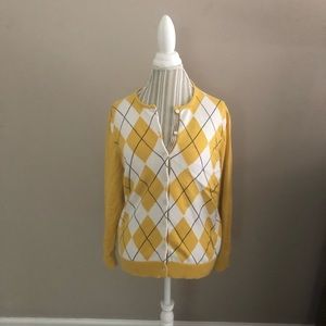 Lands End. Yellow and plaid sweater. Like new!